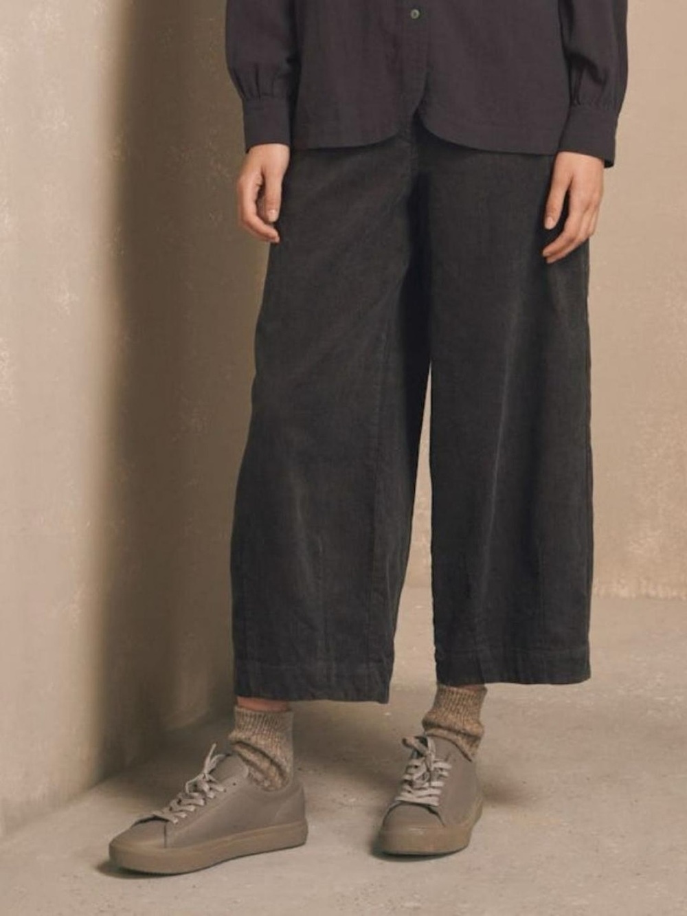 Poetry Cropped Cord Trousers Smoke Charcoal Grey